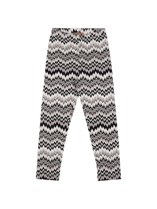 Missoni: Printed cotton blend jersey leggings - ブラック/ホワイト - kids-girls_0 | Luisa Via Roma