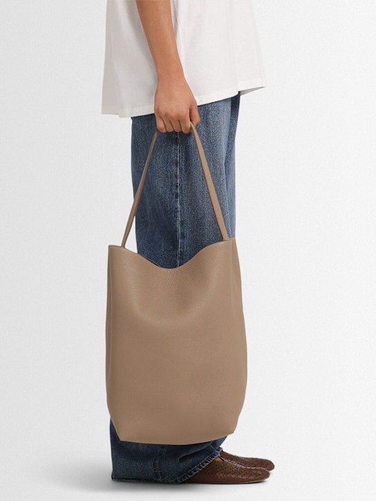 The Row: Large N/S Park grain leather bag - Dark Taupe - women_1 | Luisa Via Roma