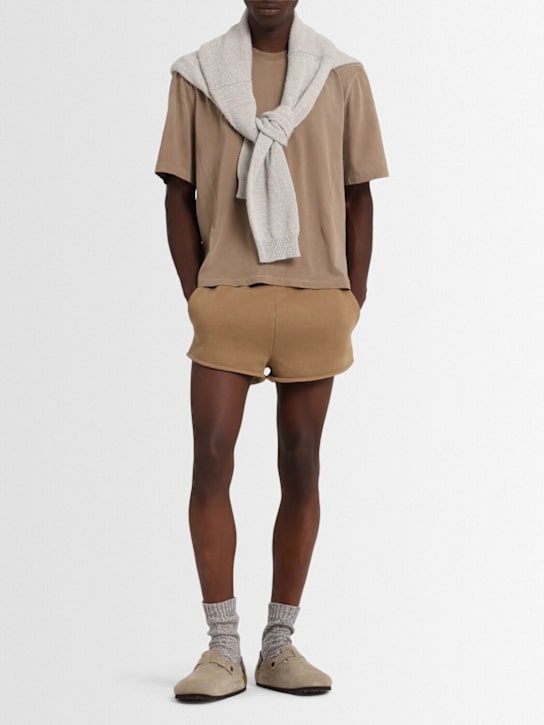 Entire Studios: Washed micro shorts - Cork - men_1 | Luisa Via Roma