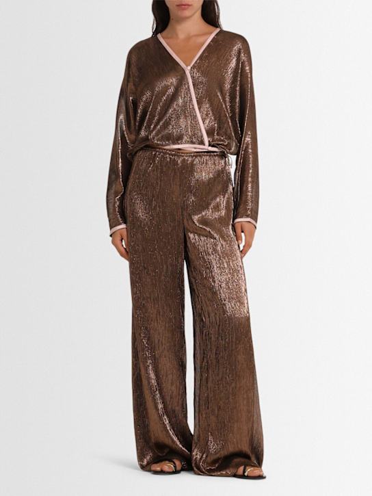 Forte_forte: Froisse' lame' kimono shirt - women_1 | Luisa Via Roma