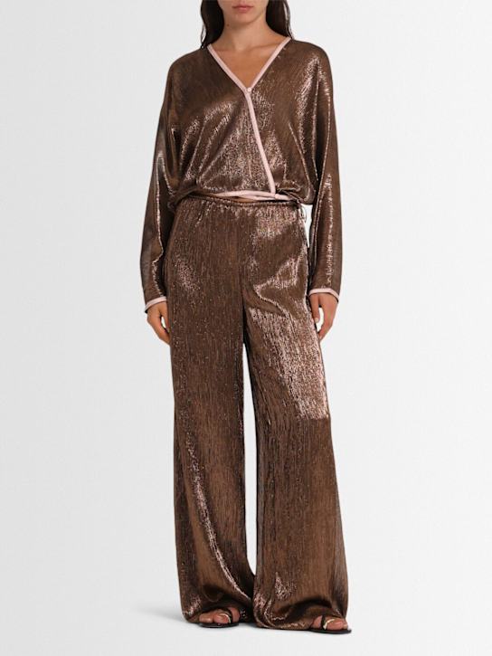 Forte_forte: Froisse' lame' wide pants - women_1 | Luisa Via Roma