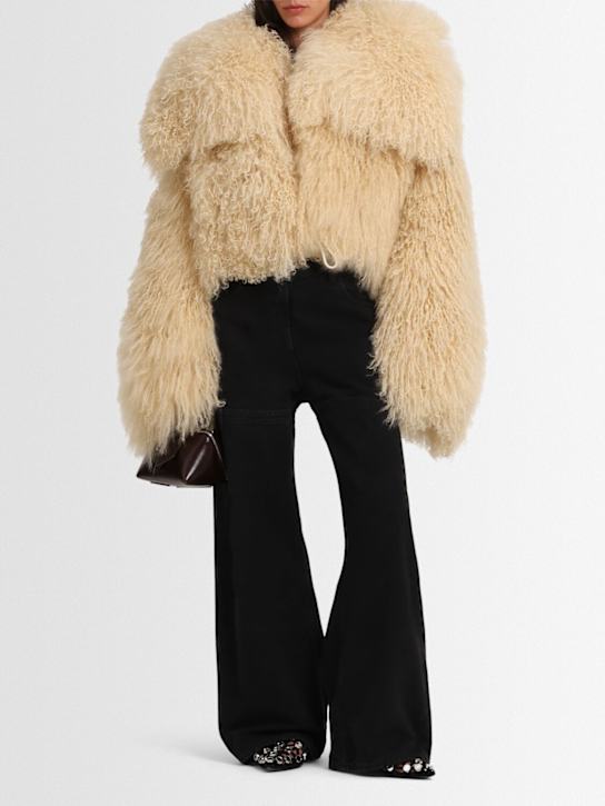 The Attico: Mongolian fur short coat - Ivory - women_1 | Luisa Via Roma