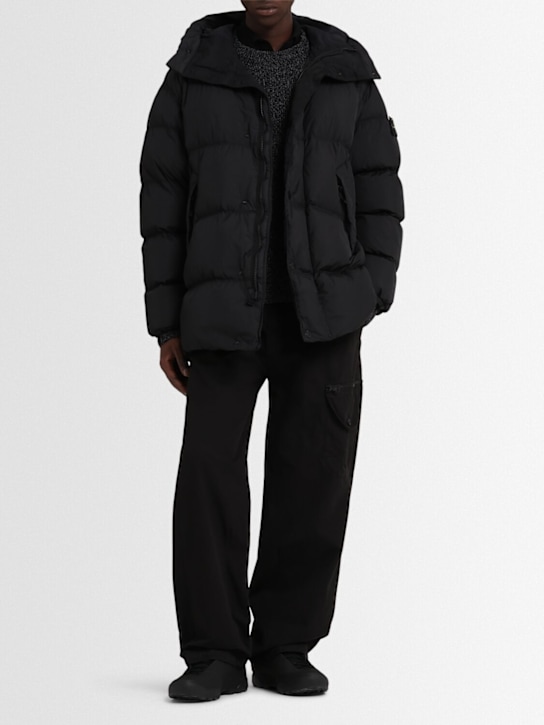 Stone Island: Short nylon down parka - ブラック - men_1 | Luisa Via Roma