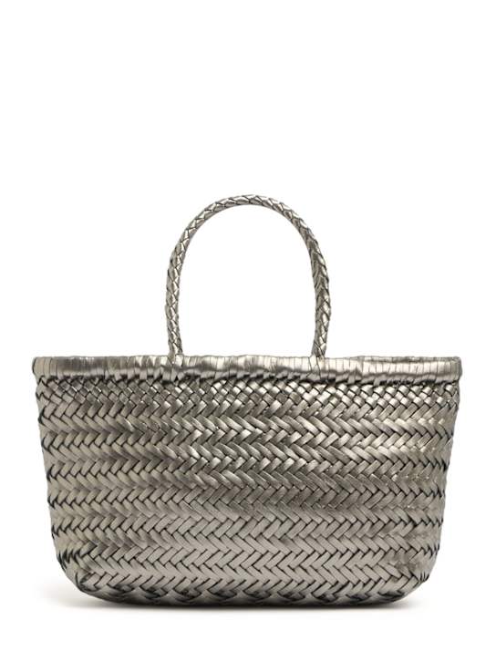 Dragon Diffusion: Mini Flat Gora leather basket bag - Covert Foil - women_0 | Luisa Via Roma
