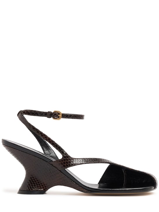 Dries Van Noten: 65mm Python printed heeled sandals - ダークブラウン - women_0 | Luisa Via Roma