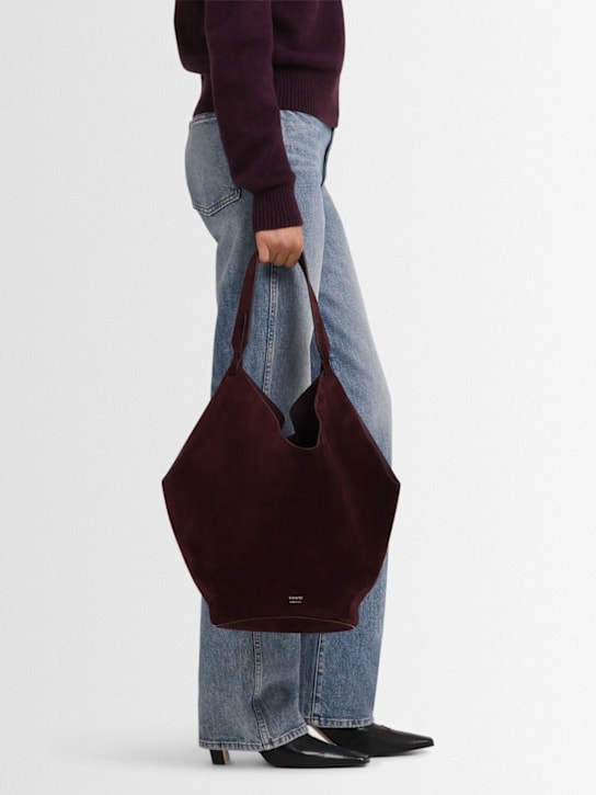 Khaite: Medium Lotus suede tote bag - Rouge Noir - women_1 | Luisa Via Roma
