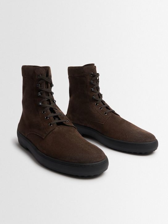 Tod's: Suede boots - Brown - men_1 | Luisa Via Roma