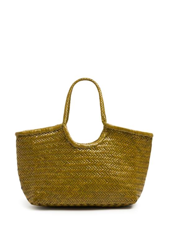 Dragon Diffusion: Big Nantucket woven leather basket bag - Bamboo Green - women_0 | Luisa Via Roma