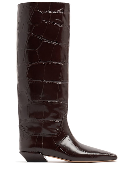 Paris Texas: 25mm Bettina croc embossed boots - Brown - women_0 | Luisa Via Roma