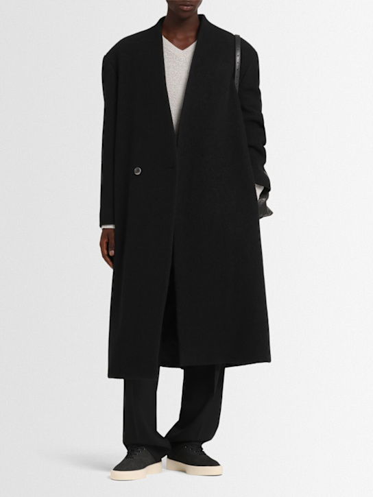 Fear of God: Lapelless relaxed coat - Black - men_1 | Luisa Via Roma