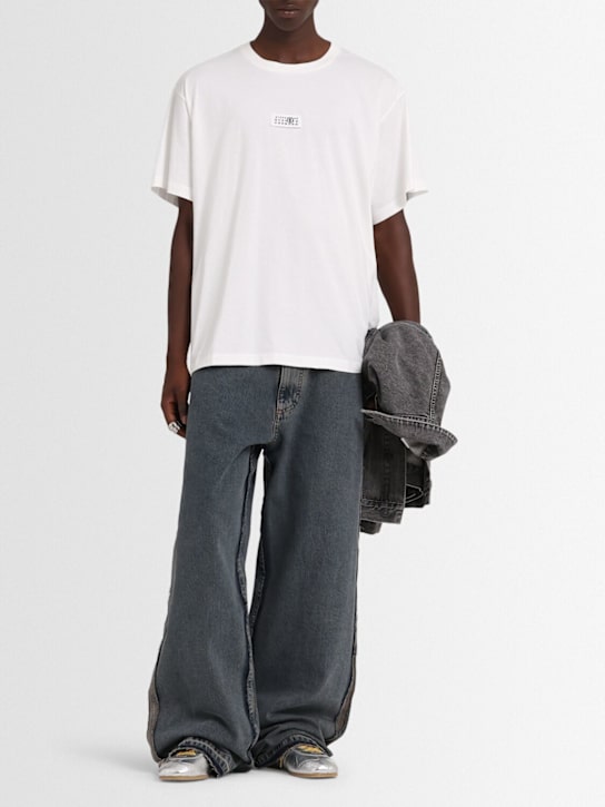 MM6 Maison Margiela: Short sleeve logo t-shirt - men_1 | Luisa Via Roma