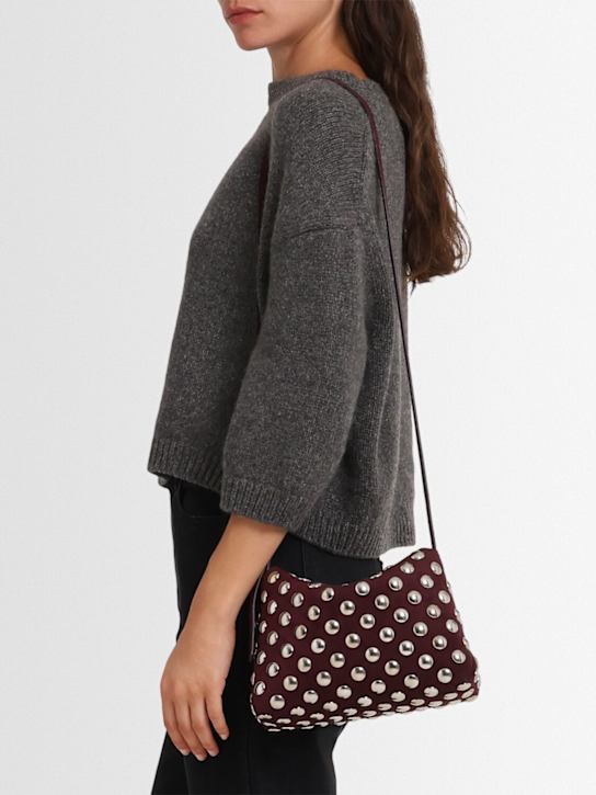 Khaite: Medium Lina leather crossbody w/ studs - Rouge Noir - women_1 | Luisa Via Roma