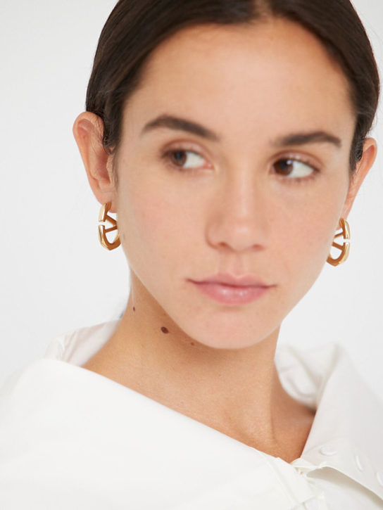 Valentino Garavani: V Logo boldies huggie earrings - women_1 | Luisa Via Roma