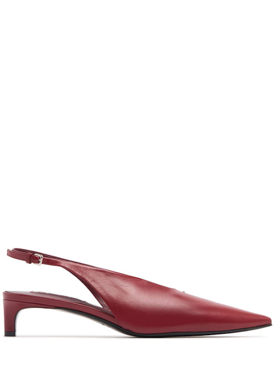 Jil Sander: 35mm Leather kitten heel slingbacks - Cedar Red - women_0 | Luisa Via Roma