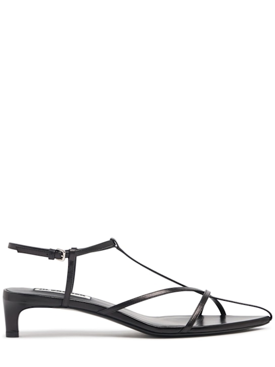 Jil Sander: 35mm Leather T-bar sandals - Black - women_0 | Luisa Via Roma
