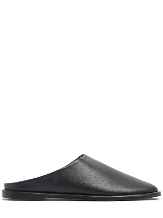 A.EMERY: Spencer leather flat mules - Black - women_0 | Luisa Via Roma