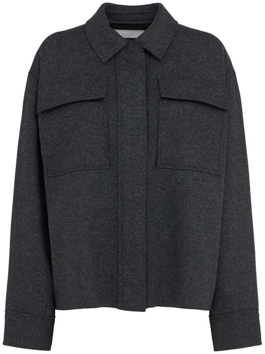 Jil Sander: Compact wool blend shirt - Dark Grey - women_0 | Luisa Via Roma