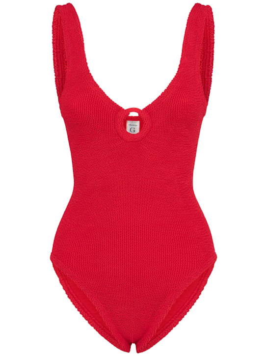 Hunza G: Celine one piece swimsuit w/ ring - Red - women_0 | Luisa Via Roma