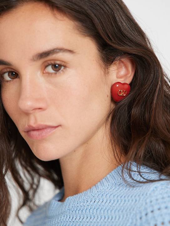 Valentino Garavani: Heart stud earrings - women_1 | Luisa Via Roma