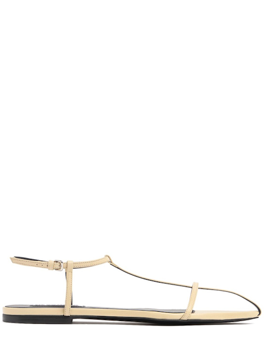 Jil Sander: 5mm Leather T-bar sandals - Cream - women_0 | Luisa Via Roma