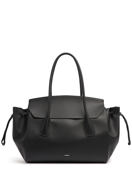 Jil Sander: Medium Voyage soft leather bag - Black - women_0 | Luisa Via Roma