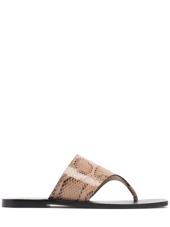 A.EMERY: 10mm Paton leather thong sandals - Taupe Snake - women_0 | Luisa Via Roma