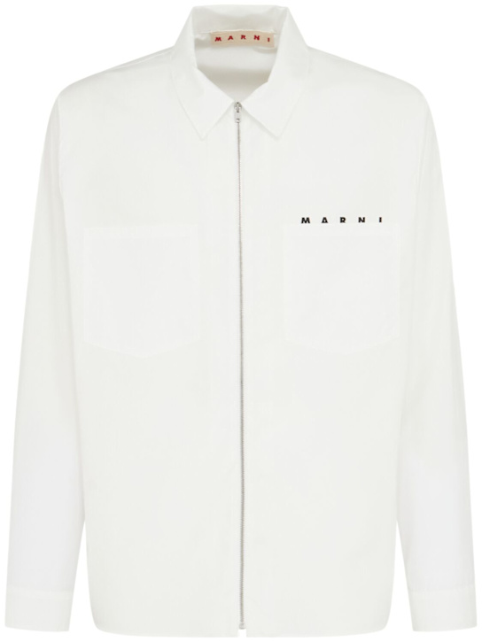 Marni: Marni logo boxy fit cotton shirt - men_0 | Luisa Via Roma