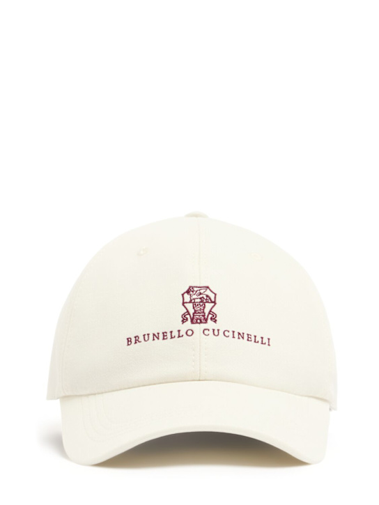 Brunello Cucinelli: Cotton logo hat - English White - men_0 | Luisa Via Roma