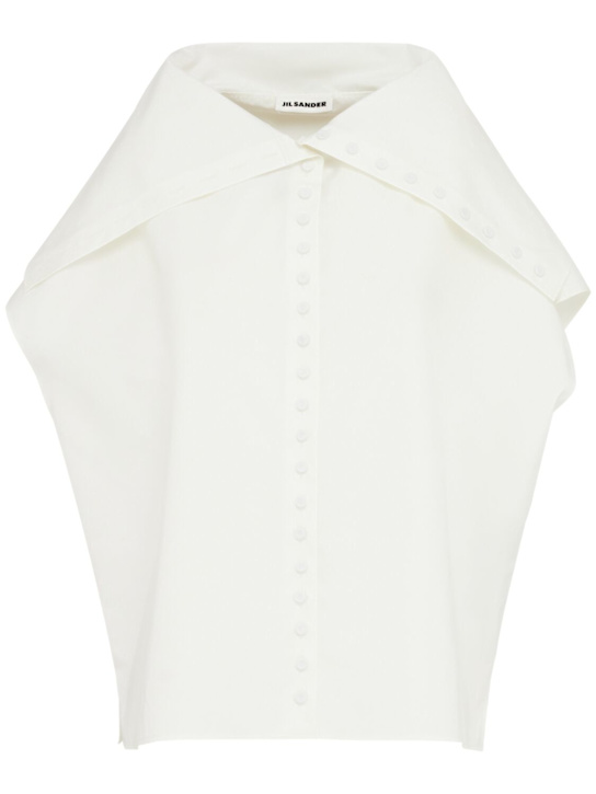 Jil Sander: Cape collar cotton poplin shirt - White - women_0 | Luisa Via Roma