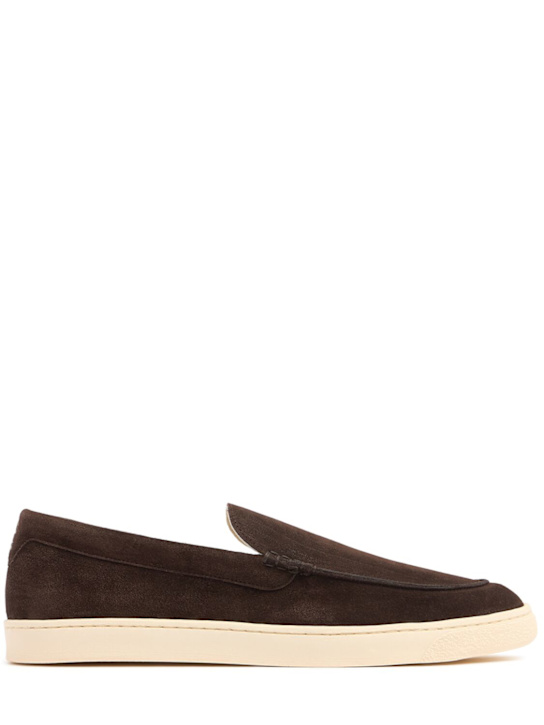 Brunello Cucinelli: Suede loafers - Brown - men_0 | Luisa Via Roma