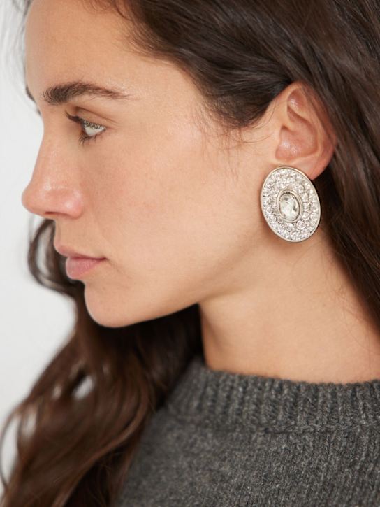 Small oval crystal earrings - Thumbnail 2