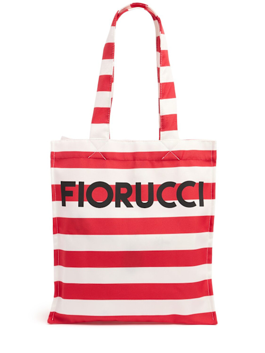 Fiorucci: Striped cotton logo tote bag - Red Stripes - women_0 | Luisa Via Roma