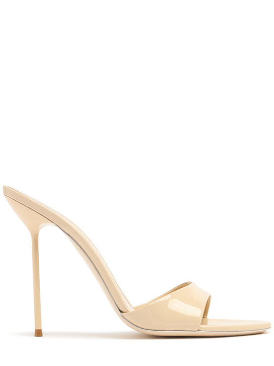 Paris Texas: 105mm Lidia patent leather mules - Almond - women_0 | Luisa Via Roma