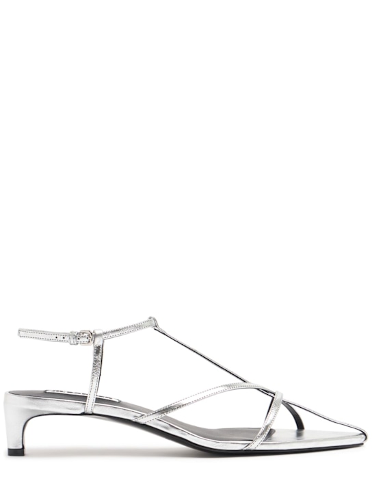 Jil Sander: 35mm Leather T-bar sandals - Sky Grey - women_0 | Luisa Via Roma