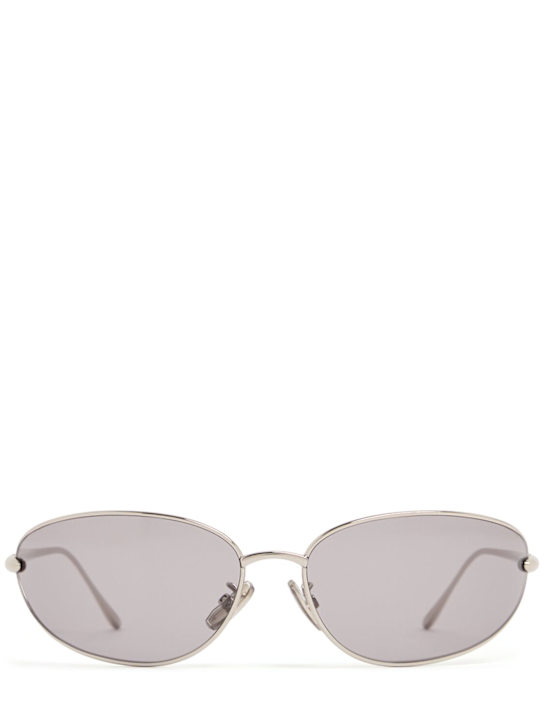 Loewe: Signature oval metal sunglasses - Silver - men_0 | Luisa Via Roma