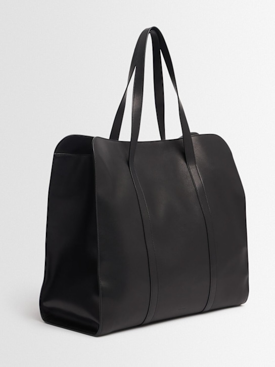 The Row: Ben leather tote bag - Black Ans - men_1 | Luisa Via Roma
