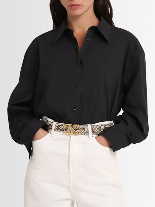 Valentino Garavani: Cintura Vlogo Signature in pitone 30mm - Crema - women_1 | Luisa Via Roma