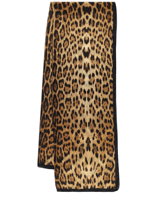 Roberto Cavalli: Leopard printed silk chiffon scarf - women_0 | Luisa Via Roma