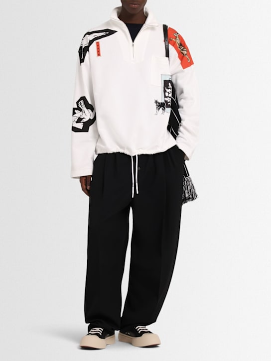 Marni: Sweatshirt mit Reißverschluss und Mischform - Lily White - men_1 | Luisa Via Roma