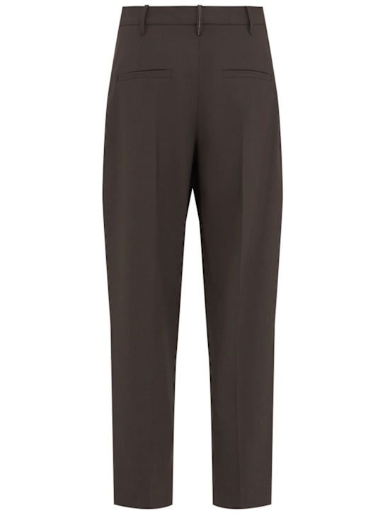 Brunello Cucinelli: Tailoring straight pants - Brown - women_1 | Luisa Via Roma
