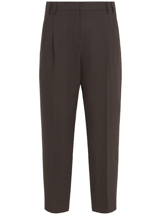 Brunello Cucinelli: Tailoring straight pants - Brown - women_0 | Luisa Via Roma