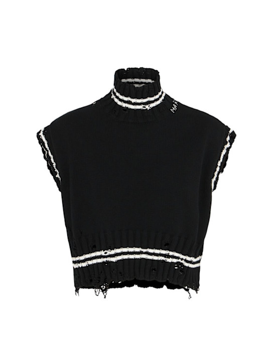 Marni: Knit sleeveless turtleneck sweater - Black - women_0 | Luisa Via Roma