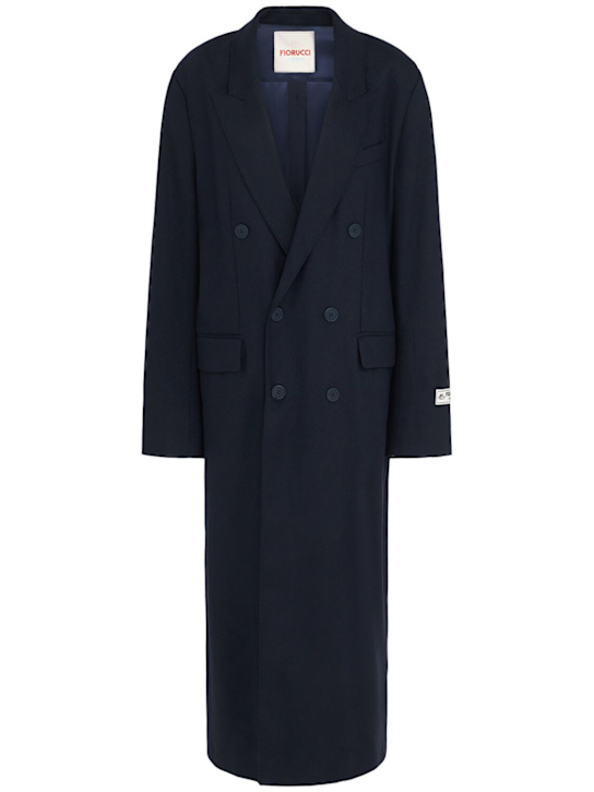 Fiorucci: Light wool blend maxi coat - Navy - women_0 | Luisa Via Roma