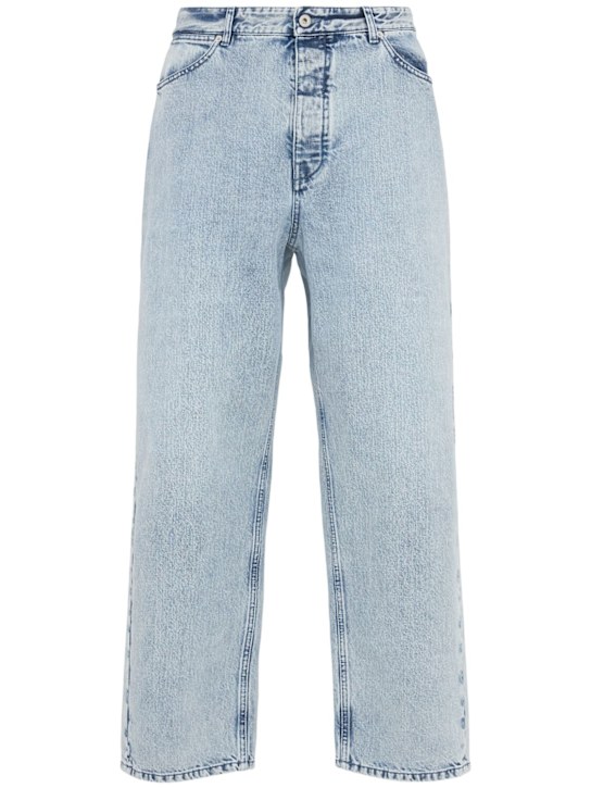 Jil Sander: Diagonal cotton denim jeans - Antartic - men_0 | Luisa Via Roma