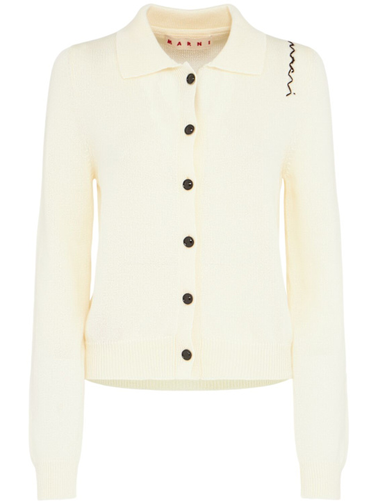 Marni: Knit buttoned cardigan - Ivory - women_0 | Luisa Via Roma