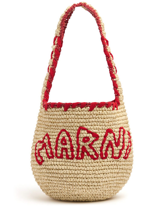 Marni: Small scrunchie hobo raffia effect bag - women_0 | Luisa Via Roma