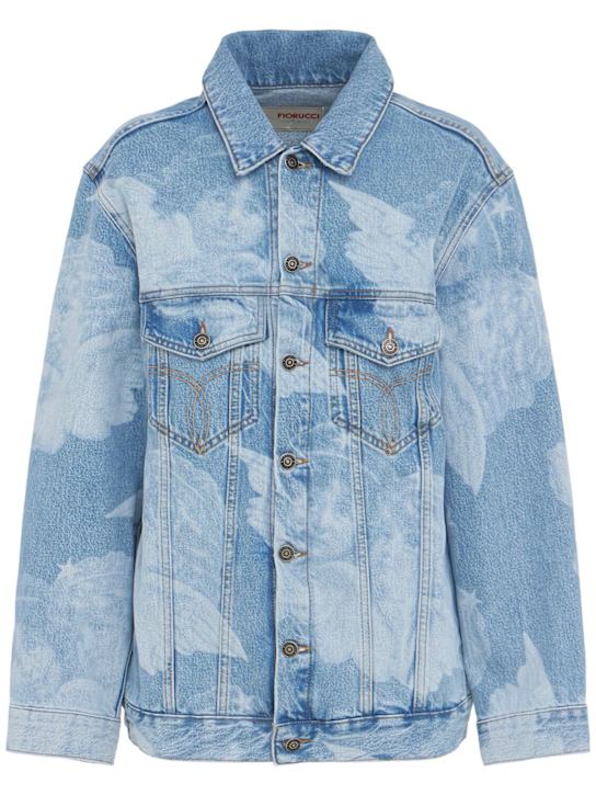Fiorucci: Printed cotton denim jacket - Medium Blue - women_0 | Luisa Via Roma