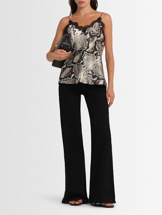 Roberto Cavalli: Python printed silk satin camisole - Black/Beige - women_1 | Luisa Via Roma
