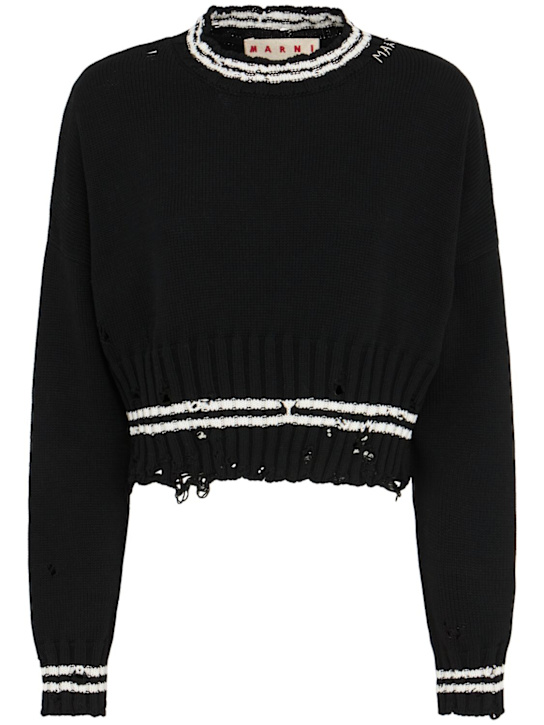 Marni: Knit crewneck sweater - Black - women_0 | Luisa Via Roma