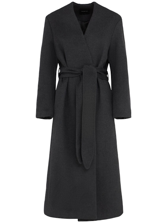 A.EMERY: Veronique belted wool blend long coat - Dark Grey - women_0 | Luisa Via Roma